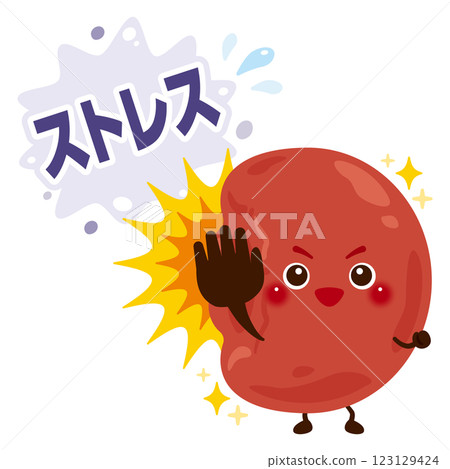 Character illustration of a healthy spleen that repels stress 123129424