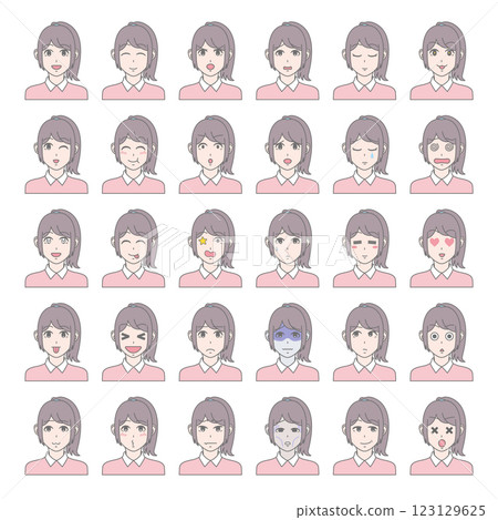 各種表情的女人設置30種圖案馬尾辮 各種表情的女人設置30種圖案馬尾辮 123129625