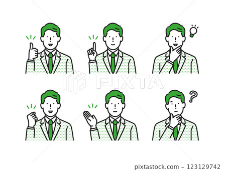 一套穿西裝的男人的手勢 一套穿西裝的男人的手勢 123129742