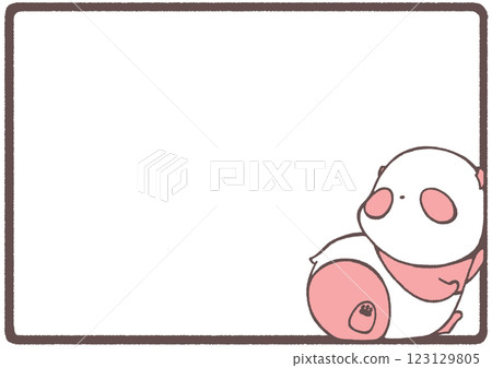 Baby panda leaning frame background (red) 123129805