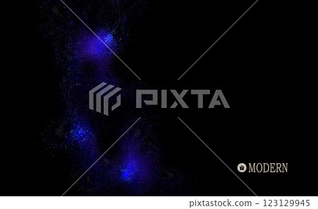 Isolated composition of blue color, wavy glitter on black background Isolated composition of blue color, wavy glitter on black background 123129945