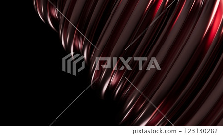 Abstract metal spirals, 3D render, smooth reflective surfaces, dark background 123130282