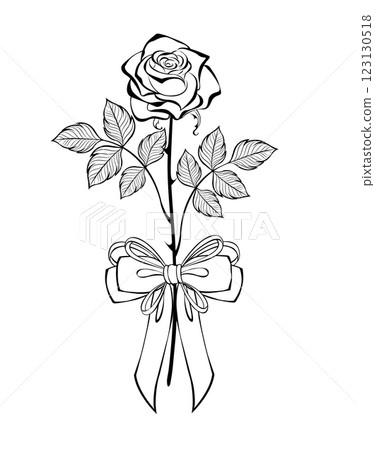Rose with outline bow 123130518