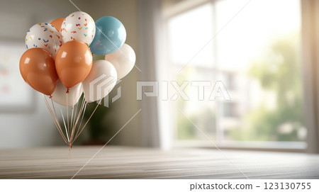 Festive design: greeting banner, vibrant background, creative wallpaper, colorful postcard, stylish poster, elegant flyer, joyful text, holiday copy space, seasonal decoration, celebratory theme. 123130755