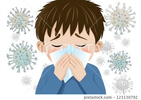 Cold symptoms display: sick individual, tissue use, virus prevention, protective mask, sneezing action, illness indication, respiratory care, germ spread, personal hygiene focus, seasonal ailment. Cold symptoms display: sick individual, tissue use, virus prevention, protective mask, sneezing action, illness indication, respiratory care, germ spread, personal hygiene focus, seasonal ailment. 123130792
