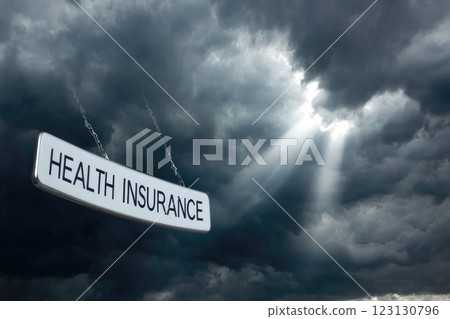 Text health insurance: medical coverage, wellness assurance, patient protection, preventive care, policy benefits, service support, financial safety, healthcare aid, essential provision. 123130796