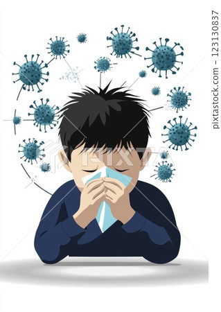 Sick individual moment: sneezing act, tissue aid, mask barrier, virus defense, cold relief, respiratory concern, illness prevention, germ reduction, personal care, seasonal condition response. Sick individual moment: sneezing act, tissue aid, mask barrier, virus defense, cold relief, respiratory concern, illness prevention, germ reduction, personal care, seasonal condition response. 123130837