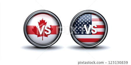 Symbols of the United States and Canada: confrontation struggle, hegemonic rivalry, economic tension, political opposition, military conflict, friendship development, trade strategic partnership Symbols of the United States and Canada: confrontation struggle, hegemonic rivalry, economic tension, political opposition, military conflict, friendship development, trade strategic partnership 123130839