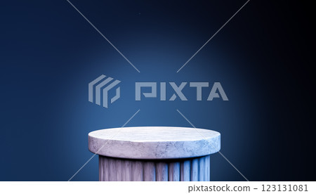 frosted glass pedestal or Empty podium with illumination, showcasing products, presentation backdrop, enhancing visual appeal in advertisement, 3d illustration 123131081