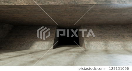 Reliable concrete shelter with secure entrance, safe hideout, durable walls, protective refuge, modern structure, strong underground construction, trustworthy environment, hidden bunker 123131096