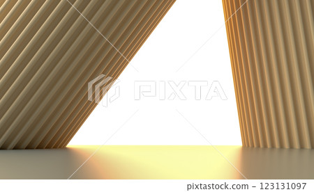 Background for placing object, 3D rendering, abstract geometric shapes, modern design, minimalistic style, light and shadow, beige and white colors, vertical lines, symmetrical composition Background for placing object, 3D rendering, abstract geometric shapes, modern design, minimalistic style, light and shadow, beige and white colors, vertical lines, symmetrical composition 123131097