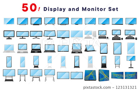 Set of 50 different types of display devices - Stock Illustration ...