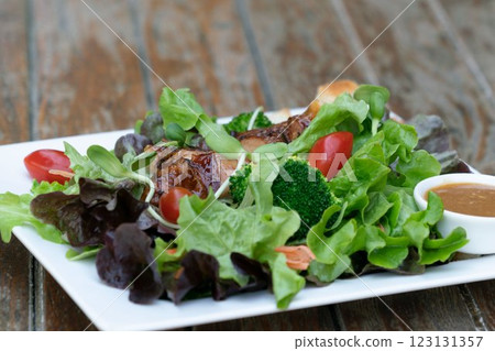 Grilled chicken salad with vegetables Grilled chicken salad with vegetables 123131357