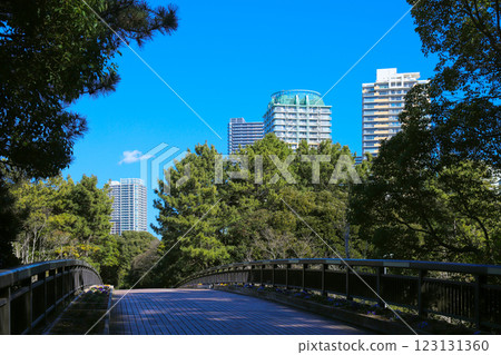 通往公寓大樓的行人天橋 123131360
