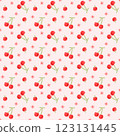 Delicious cherry vector seamless continuous pattern, wallpaper, background, home textile print, seamless pattern, hand drawn illustration. 123131445