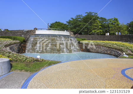 Waterside waterfall in Michinoku Park 123131529