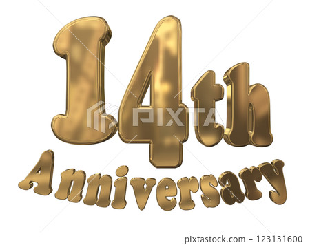3DCG letters "14th Anniversary/14th Anniversary mark glitter" Gold, Gold 123131600