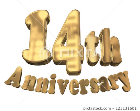 3DCG letters "14th Anniversary/14th Anniversary mark glitter" Gold, Gold 123131601