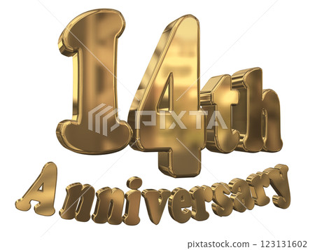 3DCG letters "14th Anniversary/14th Anniversary mark glitter" Gold, Gold 123131602