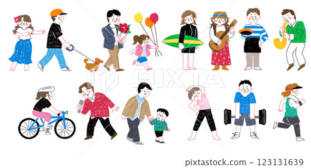Illustration set of happy people enjoying life Illustration set of happy people enjoying life 123131639