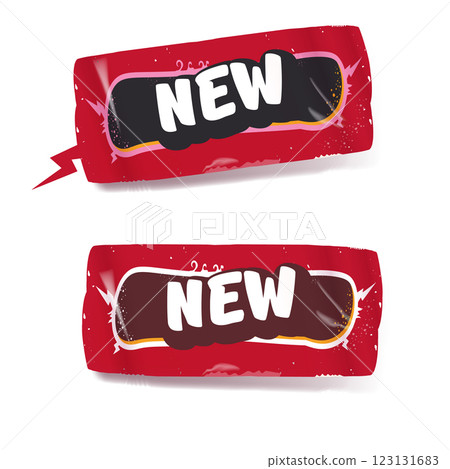 Red new sticker isolated on white. Price sticker, sale sticker, price tag, retro label, sale or discount sticker, promotional badge set, shopping label png 123131683