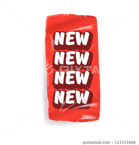 Red new sticker isolated on white. Price sticker, sale sticker, price tag, retro label, sale or discount sticker, promotional badge set, shopping label png 123131686