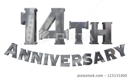 3DCG 字母“14 週年/14 週年紀念閃光”銀色,銀色 3DCG 字母“14 週年/14 週年紀念閃光”銀色,銀色 123131800