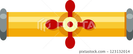Yellow gas pipeline featuring gray joints and a red valve, regulating gas flow and supplying energy resources for diverse industrial and domestic needs 123132014