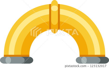 Curved golden pipe section seamlessly connecting two gray elements, suggesting a crucial link in a larger pipeline system for industrial applications 123132017