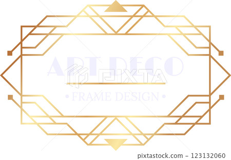 Golden art deco frame featuring geometric shapes and patterns, creating an elegant and vintage decorative border for various design projects Golden art deco frame featuring geometric shapes and patterns, creating an elegant and vintage decorative border for various design projects 123132060