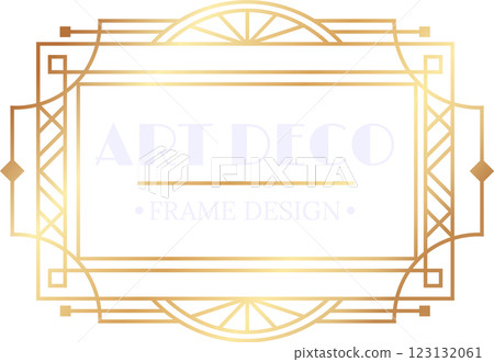 Golden art deco frame featuring geometric lines and vintage elements, creating an elegant and luxurious design for various decorative purposes Golden art deco frame featuring geometric lines and vintage elements, creating an elegant and luxurious design for various decorative purposes 123132061