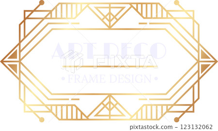 Golden art deco frame design with geometric shapes creating a vintage decorative border, perfect for adding a touch of elegance and sophistication to any project Golden art deco frame design with geometric shapes creating a vintage decorative border, perfect for adding a touch of elegance and sophistication to any project 123132062