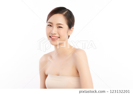 Beautiful young asian woman with clean fresh skin on white background, Face care, Facial treatment, Cosmetology, beauty and spa, Asian women portrait. 123132201
