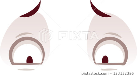 Cartoon eyes looking down with worried expression reflecting concern, anxiety or fear, creating a visual representation of uncertainty and apprehension Cartoon eyes looking down with worried expression reflecting concern, anxiety or fear, creating a visual representation of uncertainty and apprehension 123132386