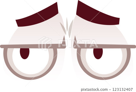Suspicious cartoon eyes looking sideways with frowning eyebrows, expressing distrust, skepticism, and concern, creating a sense of unease and tension 123132407