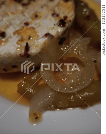 Czech pickled cheese with onions and peppers, dinner indulgence Czech pickled cheese with onions and peppers, dinner indulgence 123132511