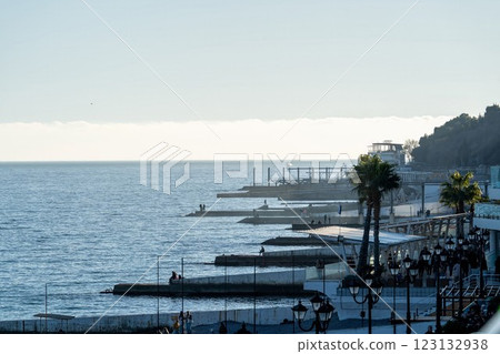 Yalta city embankment, sea view Yalta city embankment, sea view 123132938