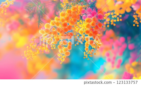Mimosa background, mimosa blooming, Festival of mimosa 123133757