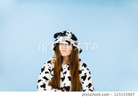Woman wearing pajamas cartoon angry expression Woman wearing pajamas cartoon angry expression 123133887