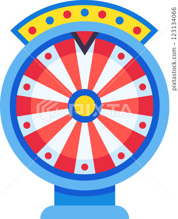 Wheel of fortune spinning, offering exciting opportunities for winning prizes and experiencing the thrill of chance in games, amusement parks, and casinos 123134066