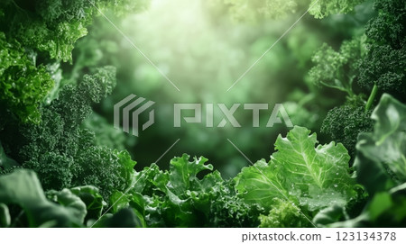 Fresh green vegetable background with copy space 123134378