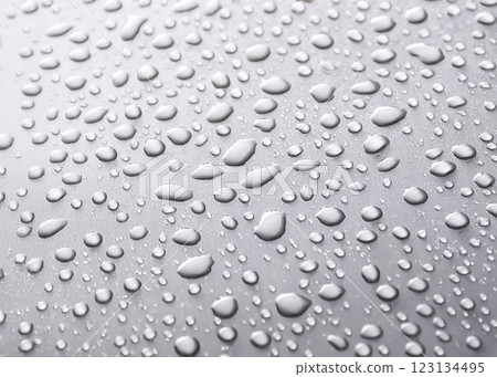 Image of water droplets and a water-repellent car hood 123134495