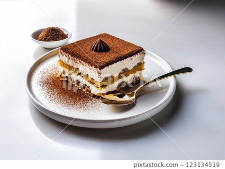 Delightful Tiramisu Cake with Whipped Cream 123134519