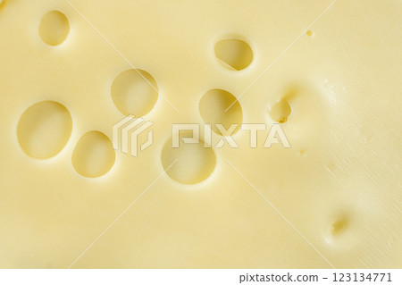 Delicate Semi-Hard Cheese Slices with Holes 123134771