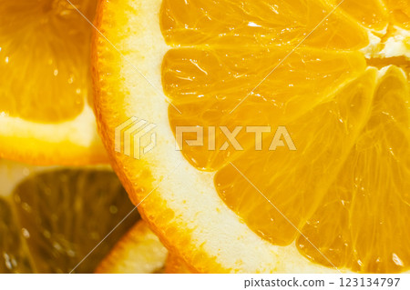 Macro Texture Of Ripe Fresh Orange Fruit Pulp. Macro Texture Of Ripe Fresh Orange Fruit Pulp. 123134797
