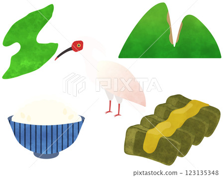 Simple illustration of Sado Island, Niigata Prefecture 123135348