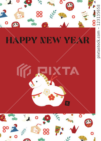 2026 New Year's card Horse clay bell illustration 2026 New Year's card Horse clay bell illustration 123135658