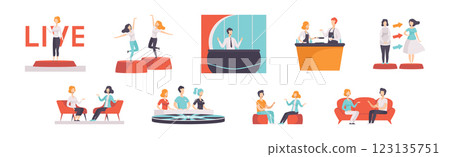 Tv Show with People Character Participate in Program Vector Set Tv Show with People Character Participate in Program Vector Set 123135751