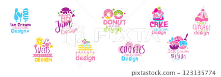 Sweet Shop Logo Original Design Template Vector Set 123135774