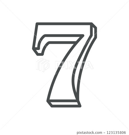 Lucky Seven Icon. Thin Line Illustration of Number 7 Symbolizing Luck, Gambling, and Slot Machine Wins. Isolated Vector Sign. Lucky Seven Icon. Thin Line Illustration of Number 7 Symbolizing Luck, Gambling, and Slot Machine Wins. Isolated Vector Sign. 123135806